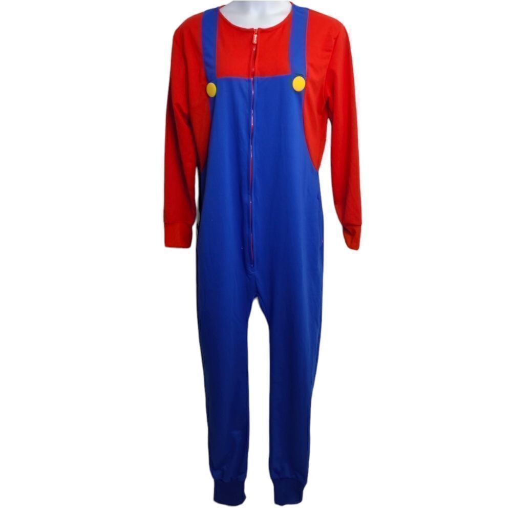 TIPSY ELVES Mario Nintendo plumber one‎ piece zip up unisex costume L
